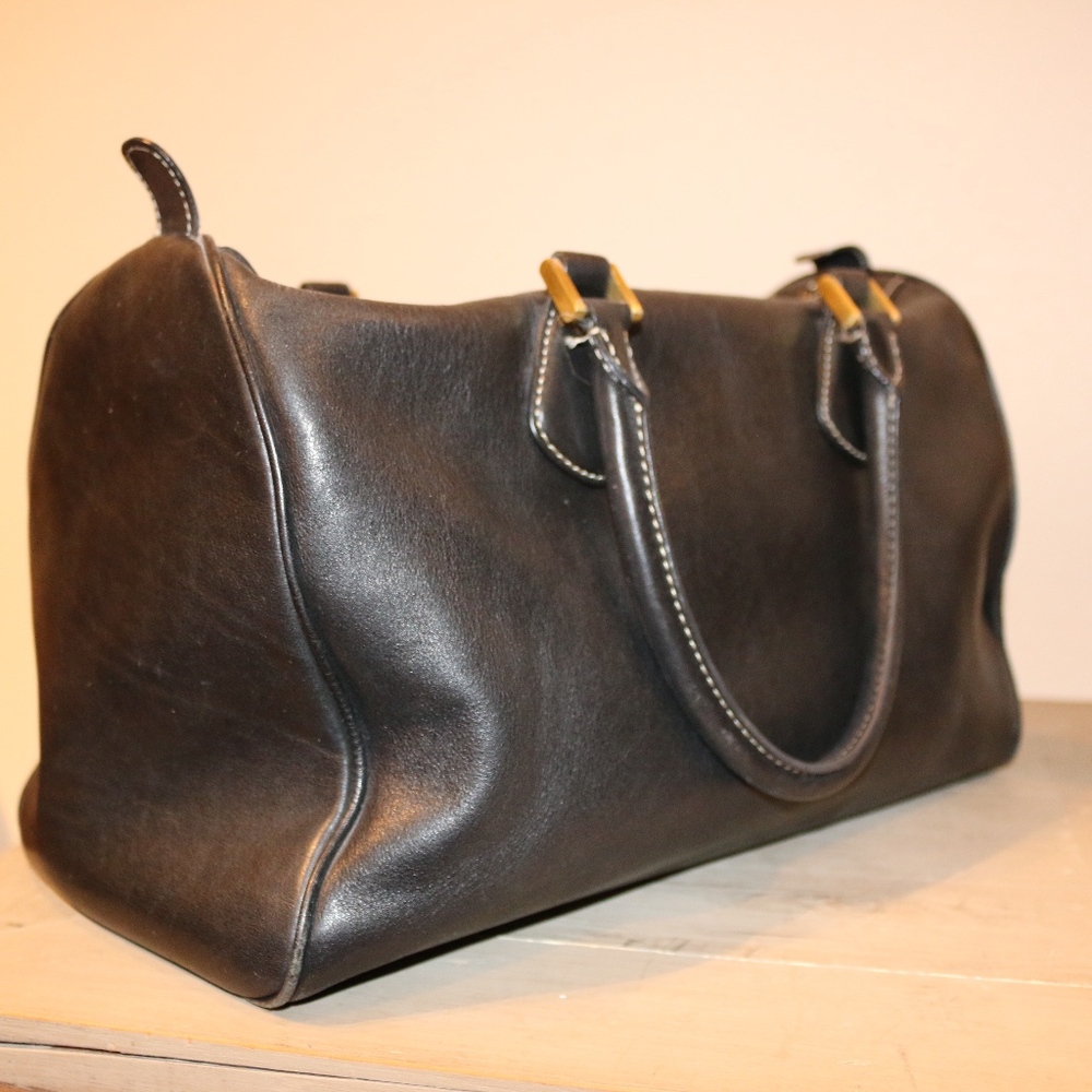 J.Crew Black Leather Duffle Handbag